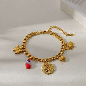 stainless steel  -Gold Charm Bracelet